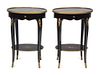 A Pair of Napoleon III Black and Gold Chinoiserie Tables Height 25 1/2 inches.