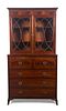 A Regency Inlaid Mahogany Secretary Bookcase Height 82 x width 42 1/2 x depth 21 7/8 inches.