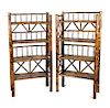 A Pair of Victorian Bamboo Bookshelves Height 52 x 27 1/4 x depth 12 1/4 inches.