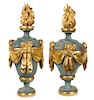 A Pair of Italian Parcel Gilt Carved Wood Cassolettes Height 31 inches.