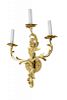 A Pair of Louis XV Style Gilt Bronze Wall Sconces Height 21 1/2 inches.