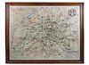 A Reproduction of a 19th Century Paris Metro Map Height 40 x width 52 1/2 inches.