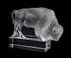 A Lalique Molded and Frosted Crystal Model of a Buffalo Height 3 7/8 x length 4 3/4 inches.