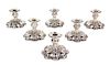 Six Silver Plate Weighted Candle Stick Holders, Height 3 3/4 x diameter 5 inches.