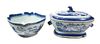 A Set of Two Chinese Export Blue and White Porcelain Dishes Height of first 8 inches.