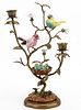 Song Birds & Babies Bronze / Porcelain Candlestick