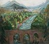 MARIE-LOUISE MOTESICZKY  (Vienna 1906 - 1996 London)  Landscape with Aqueduct 