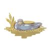 A cultured pearl novelty brooch. The baroque cultured pearl, decorated with textured wing, beak and