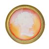 A late 19th century hardstone cameo brooch. The circular-shape agate cameo, depicting the profile of