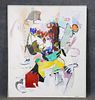POST MODERN E MILLER ABSTRACT PAINTING SIGNED FRAMED