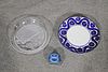 DANSK PAINT DECORATED PLATE & FROSTED GLASS PLATE