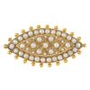 An early 20th century split pearl brooch. Of marquise-shape outline, the split pearl panel, with sim