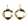 GEORG JENSEN - a pair of 18ct gold ear pendants, attributed to Henning Koppel. Each of Modernist squ
