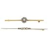 Two early 20th century diamond and split pearl bar brooches. To include a split pearl and old-cut di