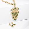 Emerald and Diamond Necklace and Earring Set