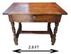 Antique Style Wooden Turned 1-Drawer Tavern Table