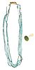 Egyptian Faience Bead Necklace and Scarab Bead