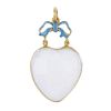 A late 19th century gold rock crystal enamel and quartz heart pendant. The heart-shape rock crystal