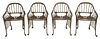 Set of Four Palm Front Decorated Garden Armchairs