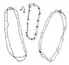 Four Pieces Silver and Pearl Jewelry 
