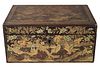 Chinese Export Papier Mache and Lacquered Tea Caddy