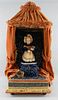 Victorian musical automaton, a girl violinist doll with bisque head and hands, on plinth base with c