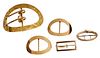 Four Antique Gold Buckles and Brooch