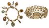 Antique Gold Gemstone Charm Bracelet