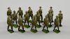 Britains probably from set Set 258  - British Infantry, eight figures in gas masks, unboxed, and ano