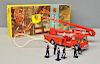 Corgi Major Toys 1127, Simon Snorkel Fire Engine, with seven loose firemen, including hoseman with h