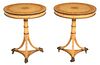 Fine Pair Regency Style Paint Decorated Pedestal Tables