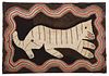 American Hooked "Tiger" Rug Mounted on Panel