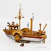 Oscar Hadwiger Inlaid Wood and Metal Model of Fulton's Steamship