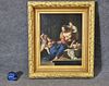 19TH C ALLEGORICAL PAINTING OF FAMILY & PUTTI