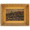 TOWNLEY BENSON (CANADÁ,1848–MÉXICO, 1907) PAISAJE CON LAVANDERAS Óleo sobre tela Firmado y fechado 1894. 24 x 37 cm