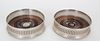 Pair of Rare English Sterling & Wood Wine Coasters