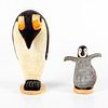 2pc Aubrey Wood Carving, Penguin Mother and Chick