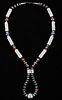 Large Navajo Sterling Pearl & Barrel Necklace