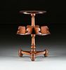 A WILLIAM IV STYLE BURLED WALNUT TWO TIERED BOOK STAND END TABLE, MODERN,