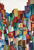 CHARLOTTE KLEBANOFF (American b. 1925) A PAINTING, "Cubist Cityscape,"