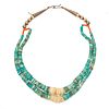 Navajo Turquoise, Shell, Sterling Silver Jacla Necklace