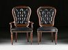 SET OF TEN HENREDON TUFTED LEATHER UPHOLSTERED MAHOGANY DINING CHAIRS, LABELED, MODERN,