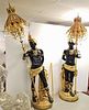 PR FIBERGLASS BEJEWELED TORCHERE BEARERS W/ GILT METAL AND PRISMED TORCHES 8'2"