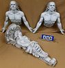 BX RESIN CORBEL 28"H X 11 1/2"W X 11 1/2"D AND PR FIGURAL WALL SCULPTURES 21"H X 22"W
