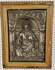 VICT FRAMED SILVERED COPPER HIGH RELIEF PLAQUE 20" X 14"