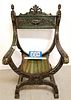 19TH C CARVED ARMCHAIR 41 1/2"H X 2'W