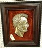 19TH FRAMED SILVERPLATE HIGH RELIEF SILHOUETTE OF LINCOLN'S FACE 13" X 9"