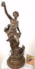 19TH C WHITE METAL STATUE "COMMERCE" SGND CH LEVY 26"