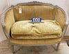 C 1890 CARVED FRAME SETTEE 34 1/2" H X 46" W X 20" D