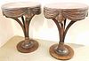 PR. MAHOGANY 40'S SWAG CARVED PED BASE END STANDS 29 1/2"H X 22" DIAM.